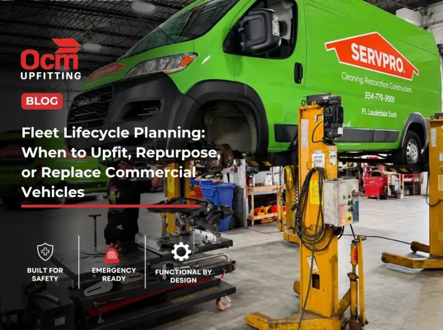 Commercial service van undergoing preventive fleet maintenance and repair in a professional workshop, helping businesses improve vehicle uptime, reduce downtime, and extend fleet vehicle lifespan through proactive maintenance service