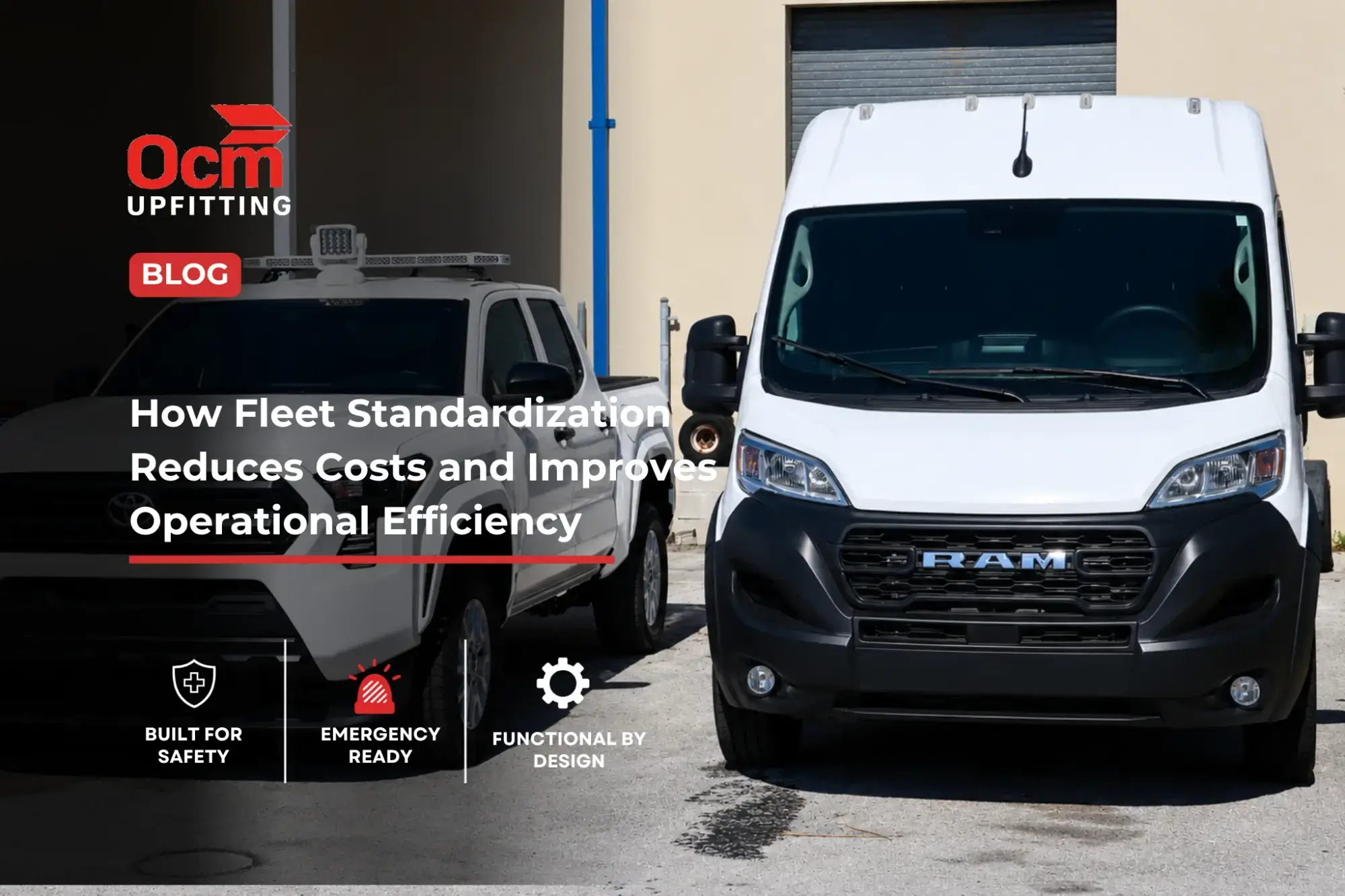 White fleet pickup truck and cargo van parked side by side, illustrating fleet vehicle lifecycle planning strategies for businesses evaluating when to upfit, repurpose, or replace commercial vehicles for improved operational efficiency and cost control.